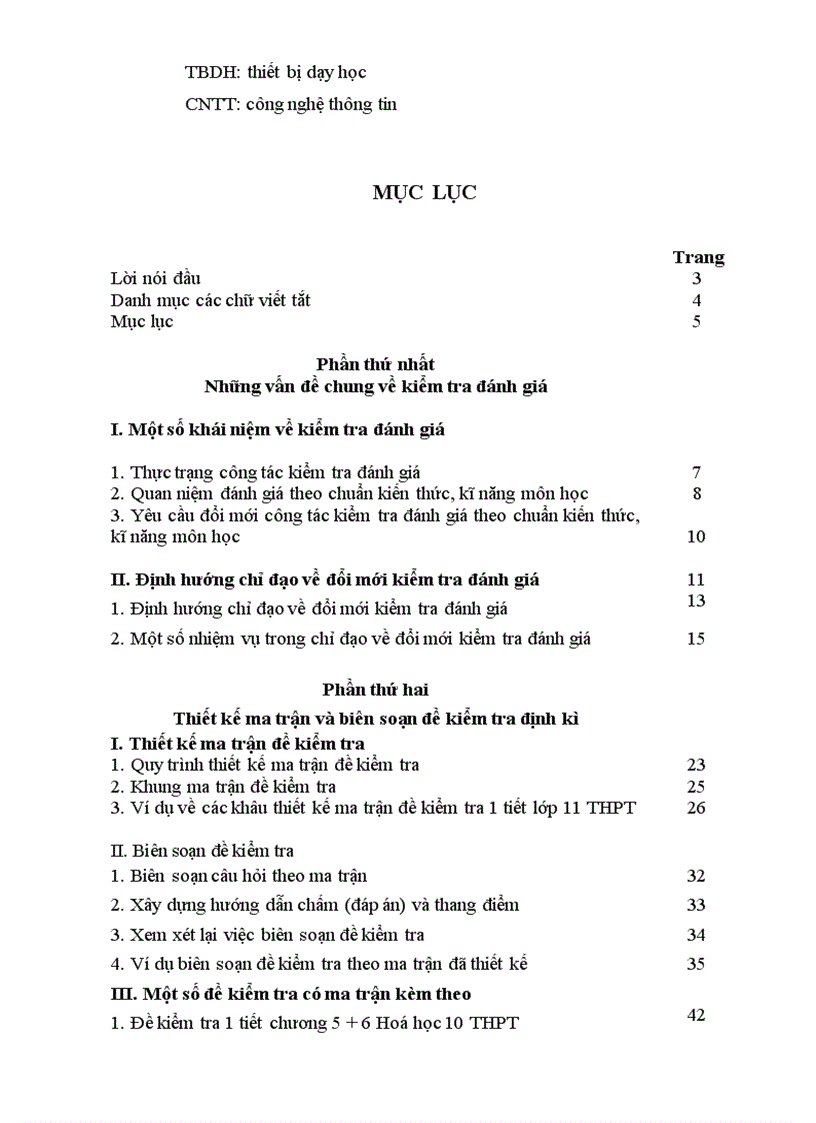 image for page Tài liệu Bồi dưỡng giáo viên cốt cán Ma trận đề kiểm tra Hóa học THCS