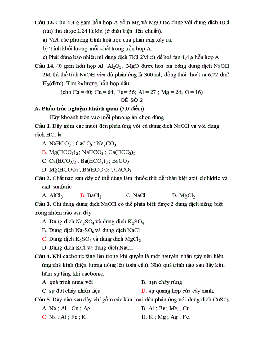 image for page Tài liệu Bồi dưỡng giáo viên cốt cán Ma trận đề kiểm tra Hóa học THCS