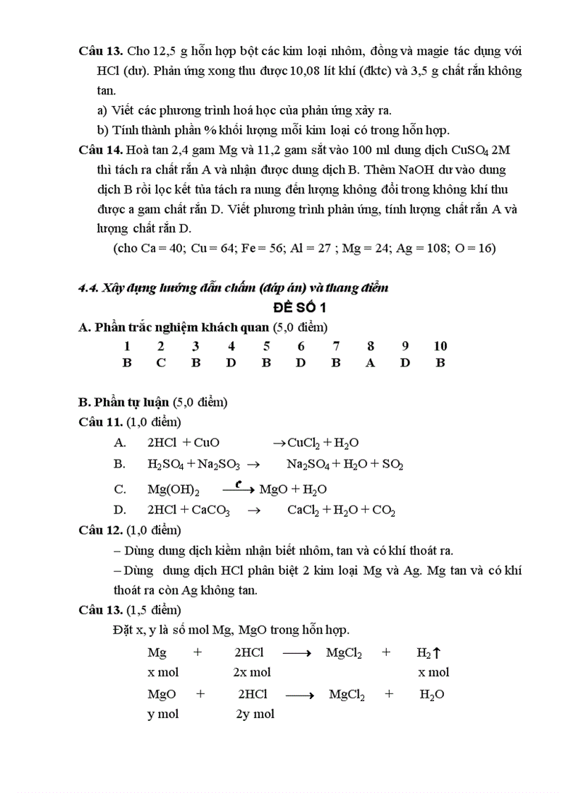 image for page Tài liệu Bồi dưỡng giáo viên cốt cán Ma trận đề kiểm tra Hóa học THCS
