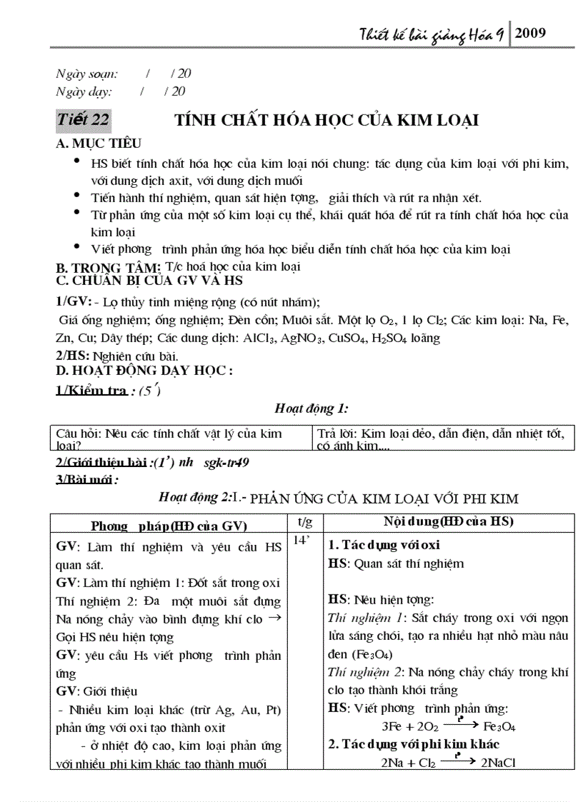 image for page Thiết kế bài giảng Hóa 9