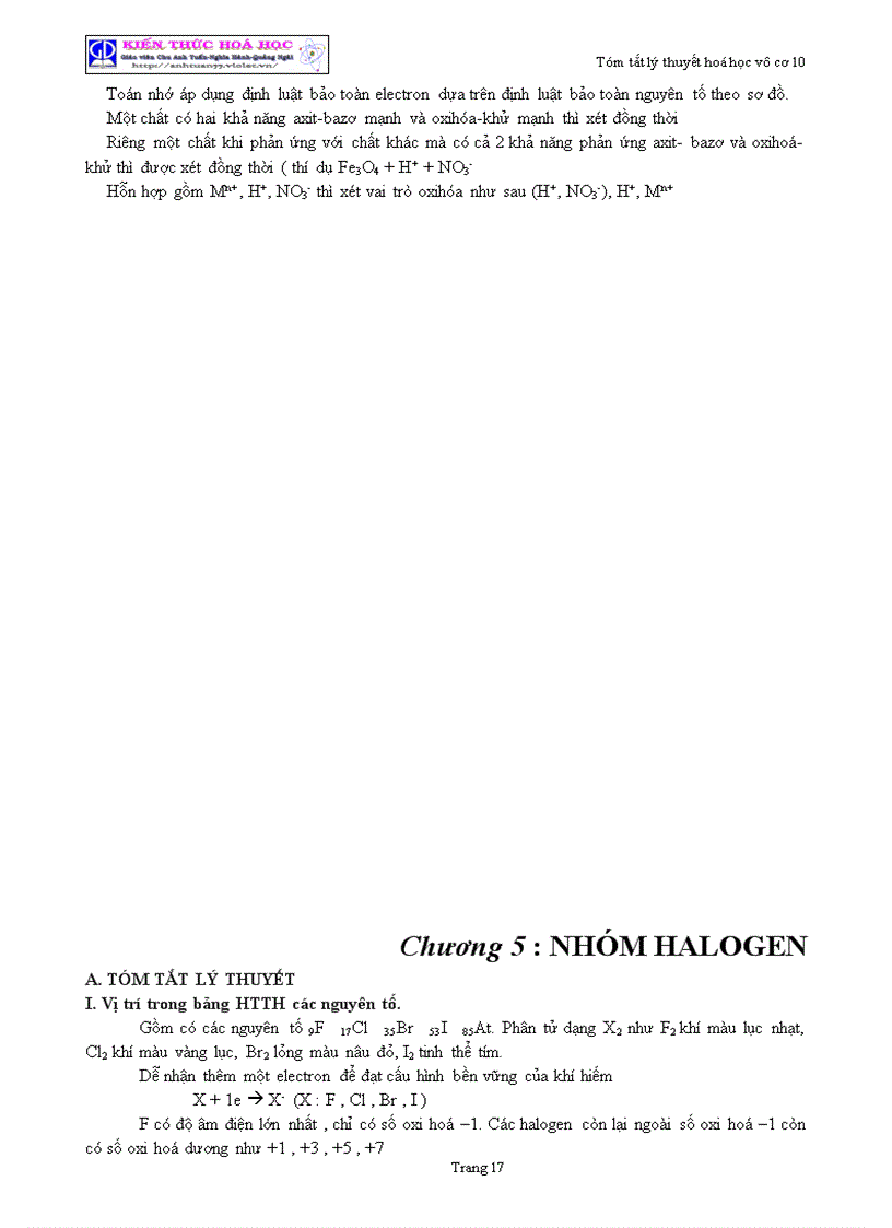 image for page Tóm tắt lý thuyết Hóa học lớp 10