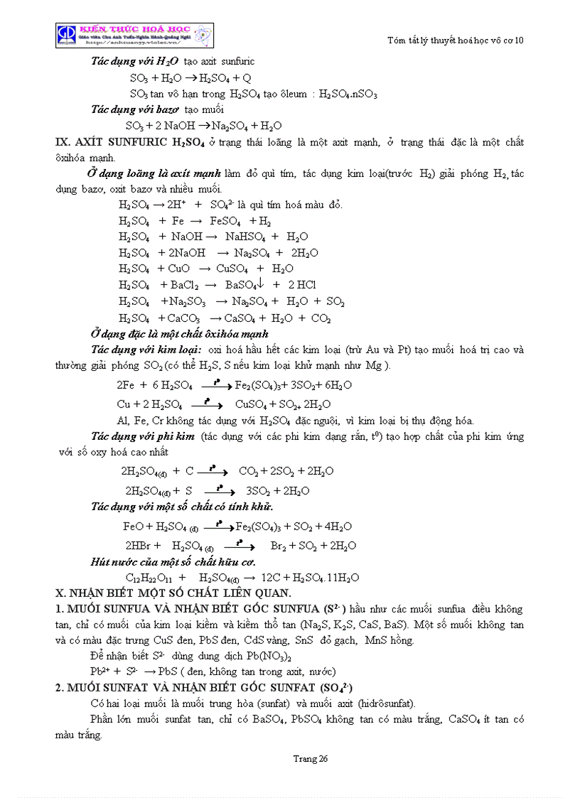 image for page Tóm tắt lý thuyết Hóa học lớp 10