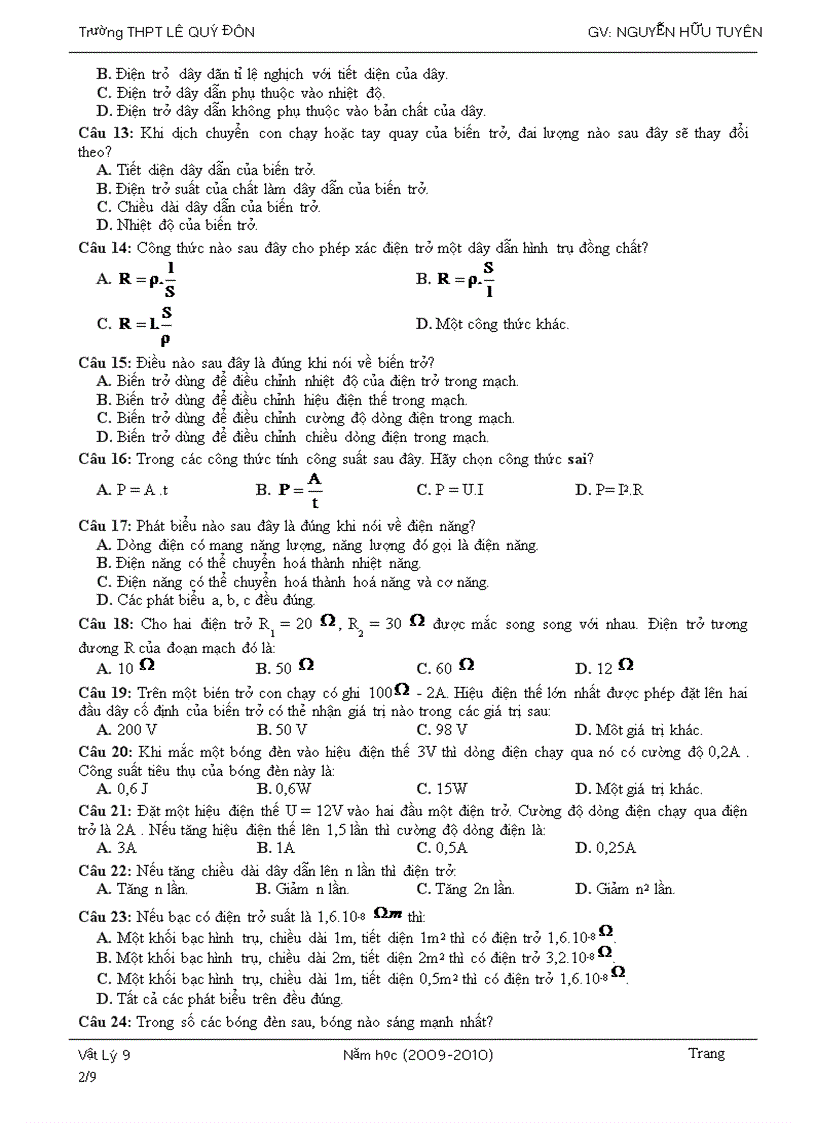 image for page Trac nghiem ly 9