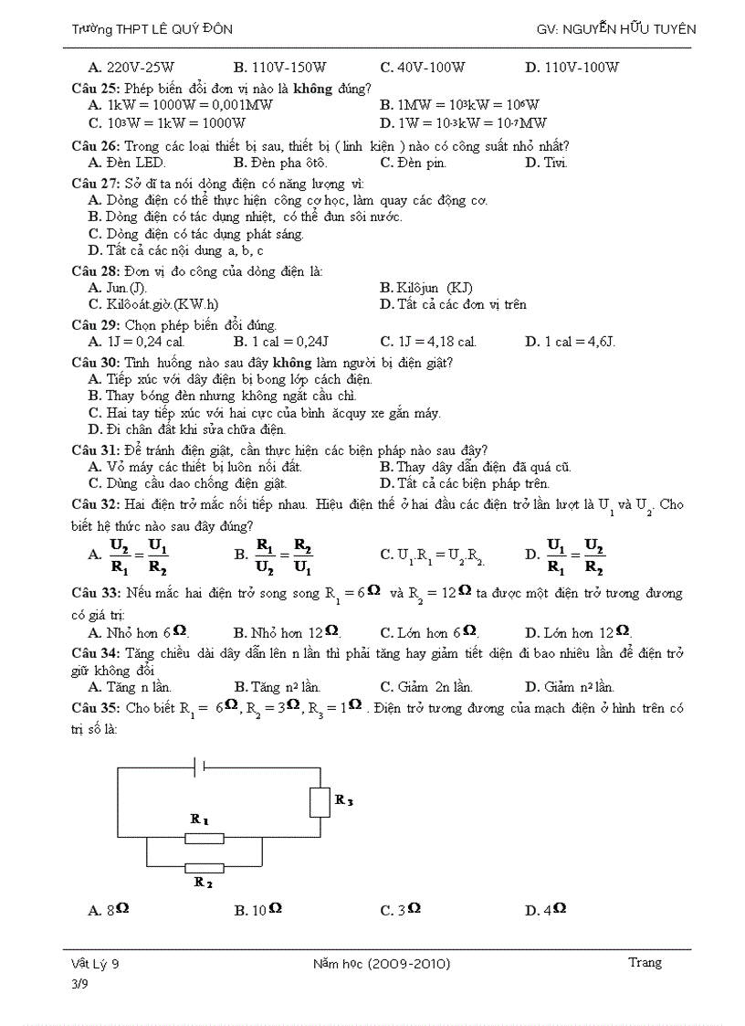 image for page Trac nghiem ly 9