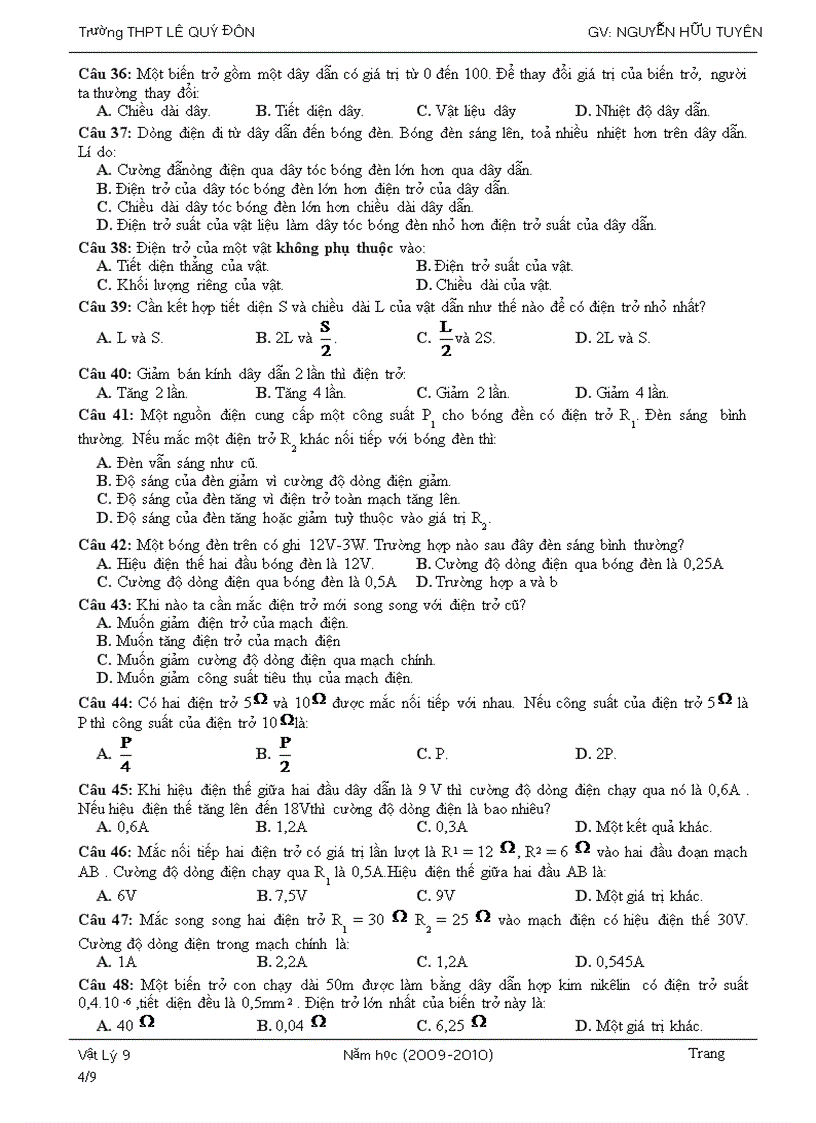 image for page Trac nghiem ly 9