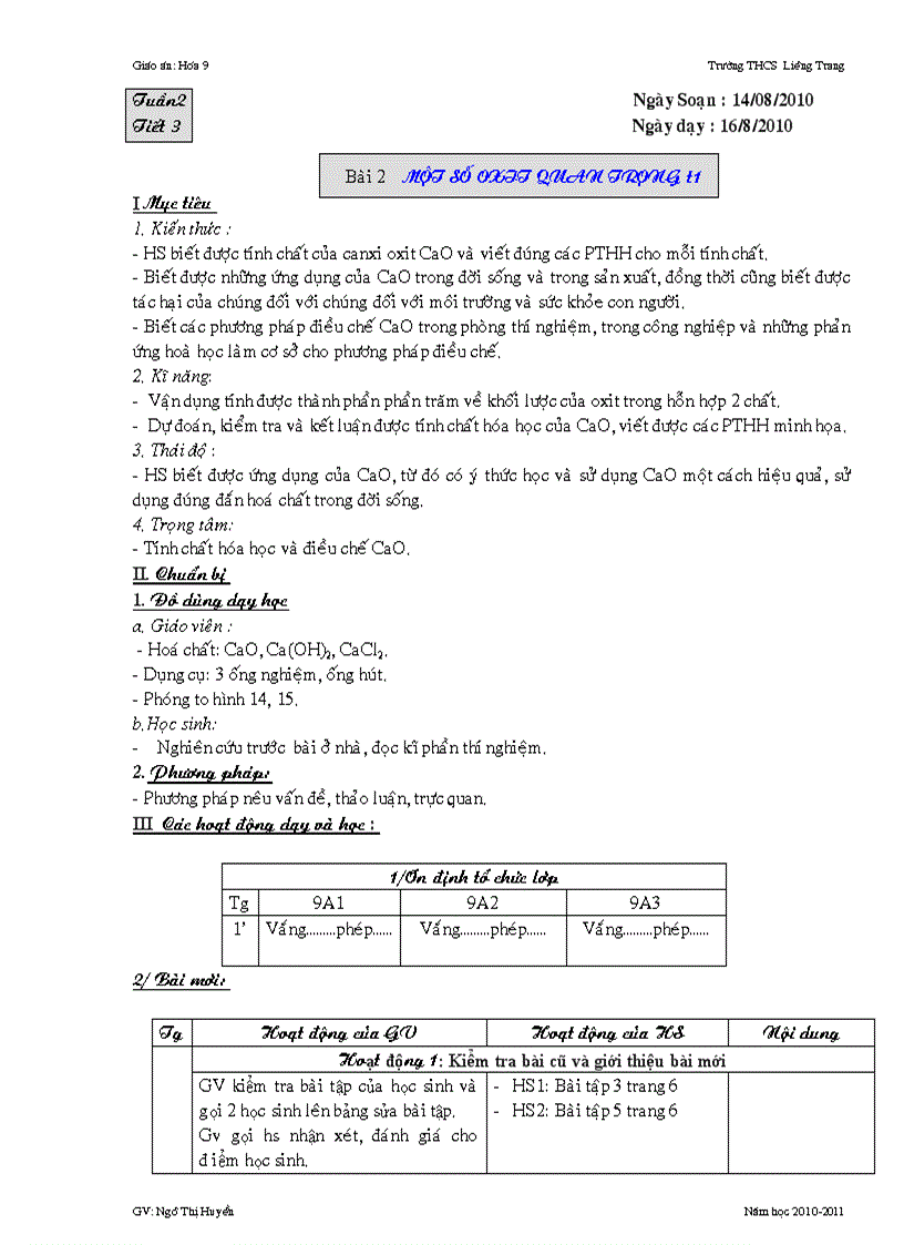 image for page Tuần 2 tiết 3 4 chuẩn KT KN Hoa 9