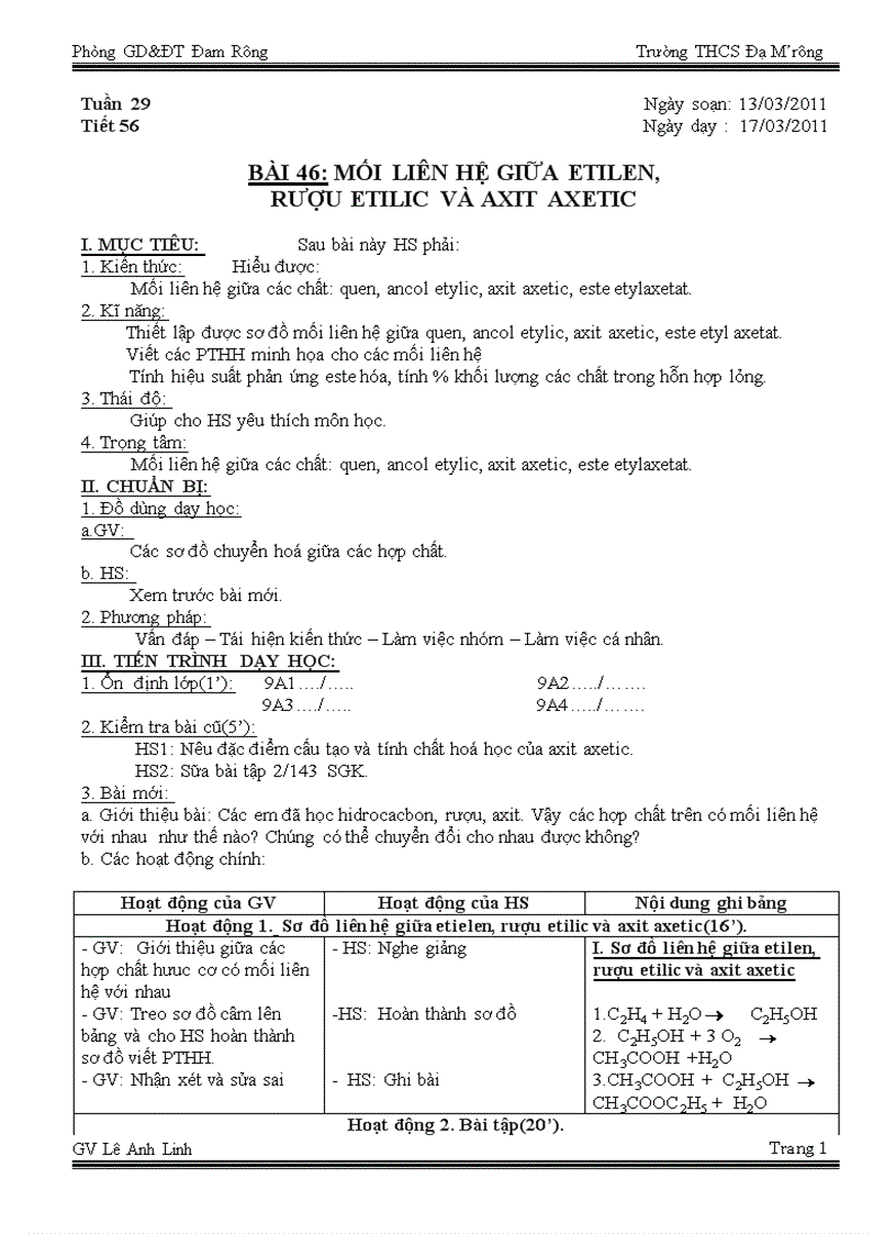 image for page Tuần 29 Tiết 56 Mói liên hệ giữa