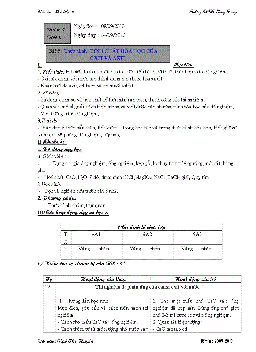 image for page Tuần 5 tiết 10 chuẩn KT KN hoa 9