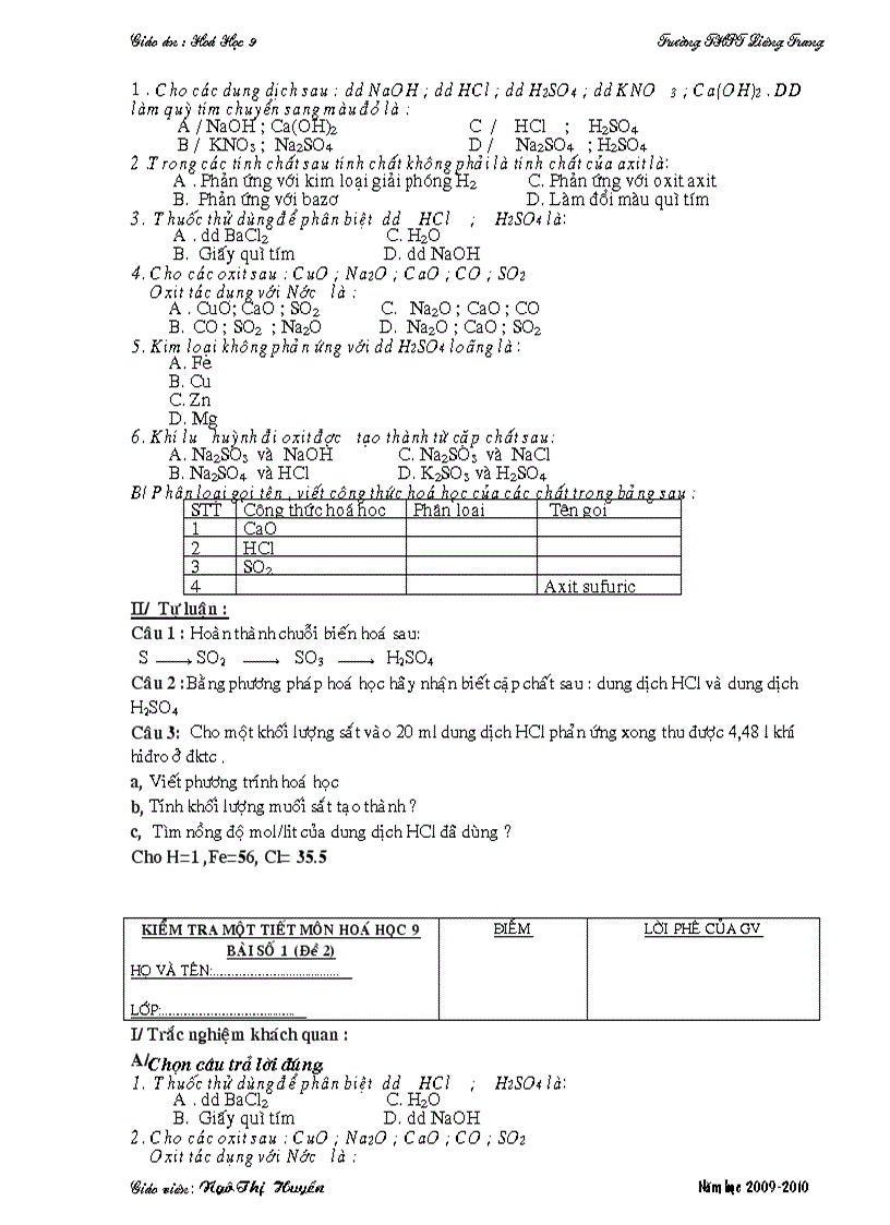 image for page Tuần 5 tiết 10 chuẩn KT KN hoa 9
