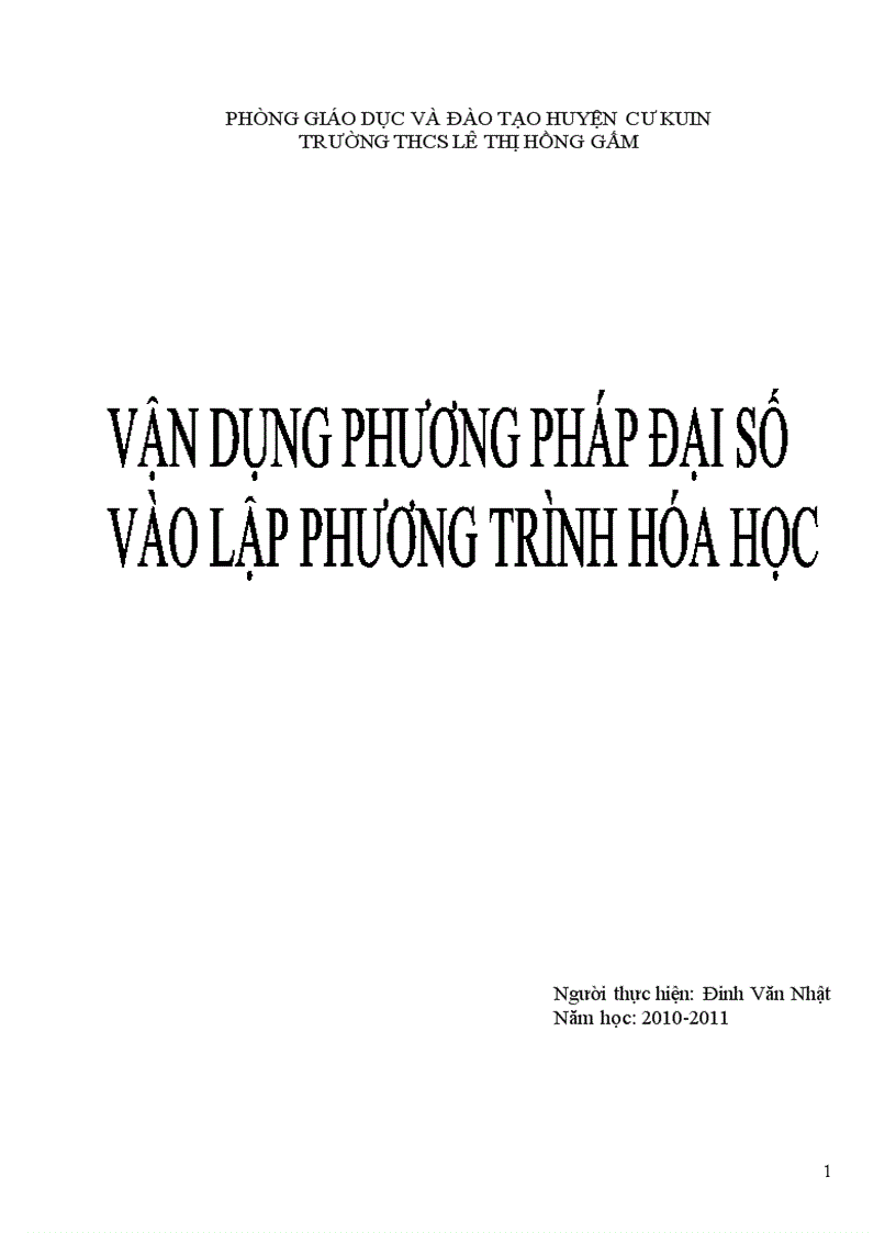 image for page Vận dụng Phương pháp cộng đại số lập PTHH