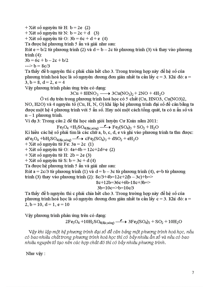 image for page Vận dụng Phương pháp cộng đại số lập PTHH