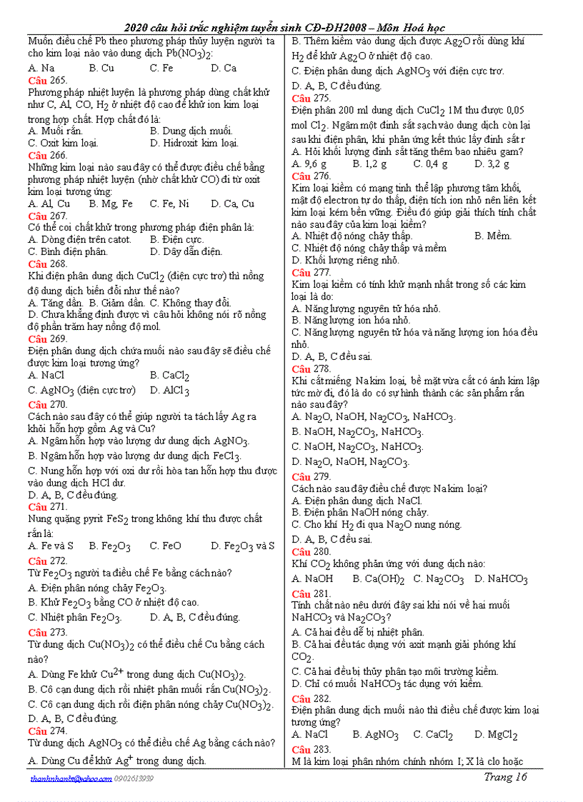 image for page 2200 câu hỏi trắc nghiệm hóa học