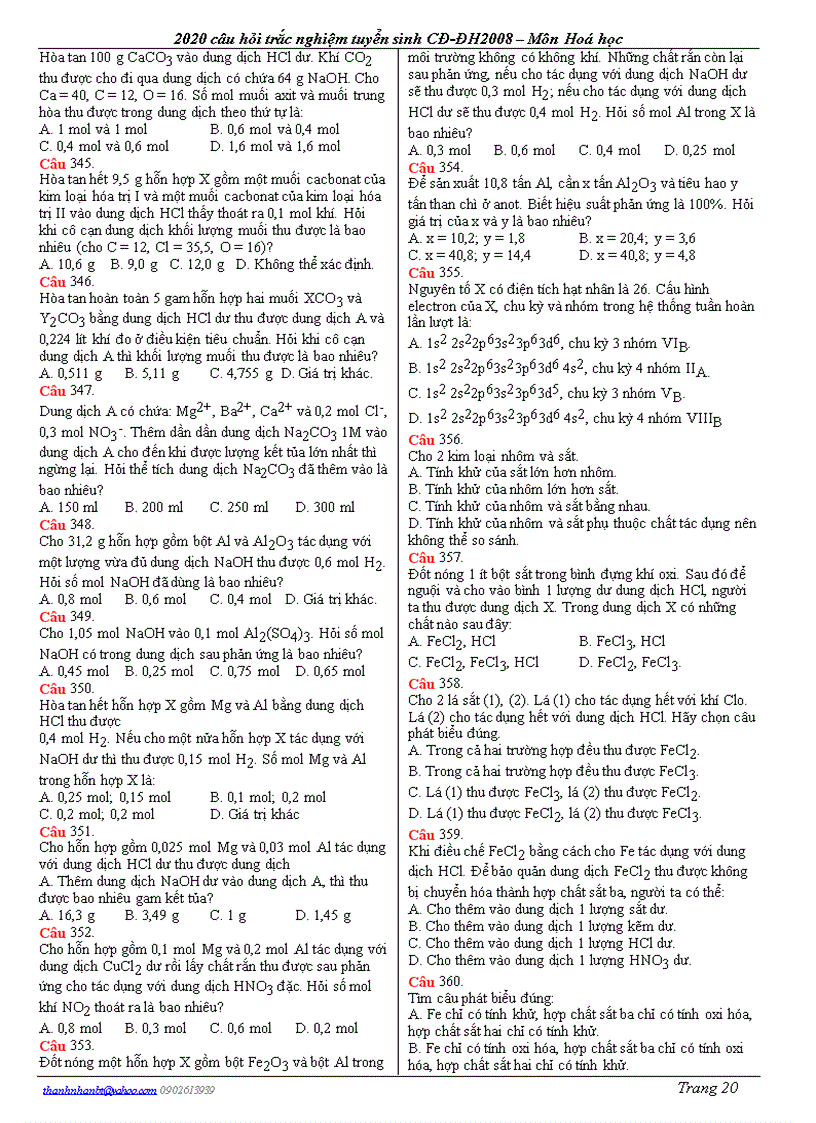 image for page 2200 câu hỏi trắc nghiệm hóa học