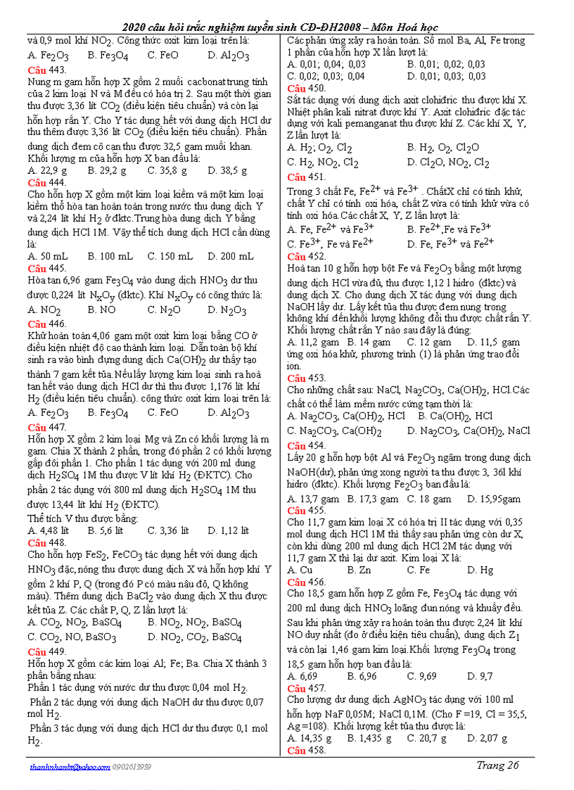 image for page 2200 câu hỏi trắc nghiệm hóa học