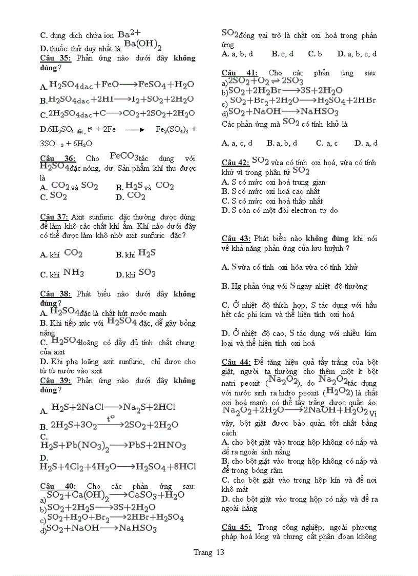 image for page Bài giảng và trắc nghiệm oxi lưu huỳnh