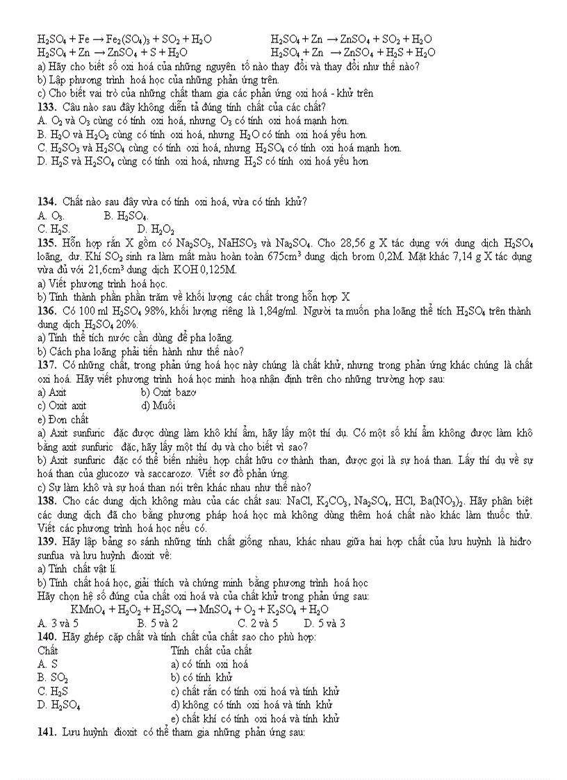 image for page Bài tập chương Õi Lưu huỳnh