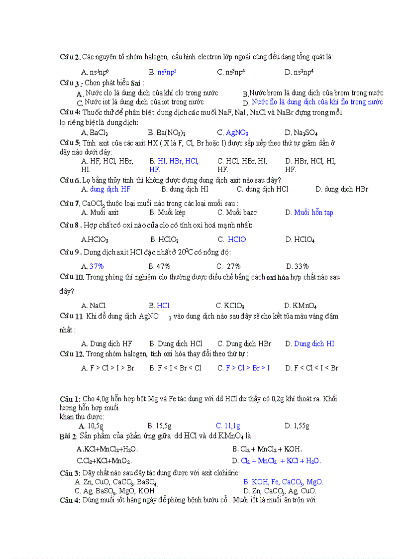 image for page Bài tập ôn chương halogen