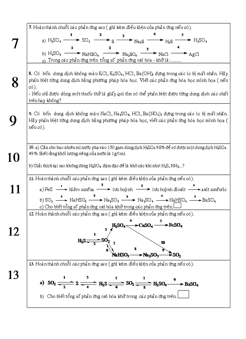 image for page Bài tập về chuỗi biến hóa chương OXI LƯU HUỲNH LỚP 10CB