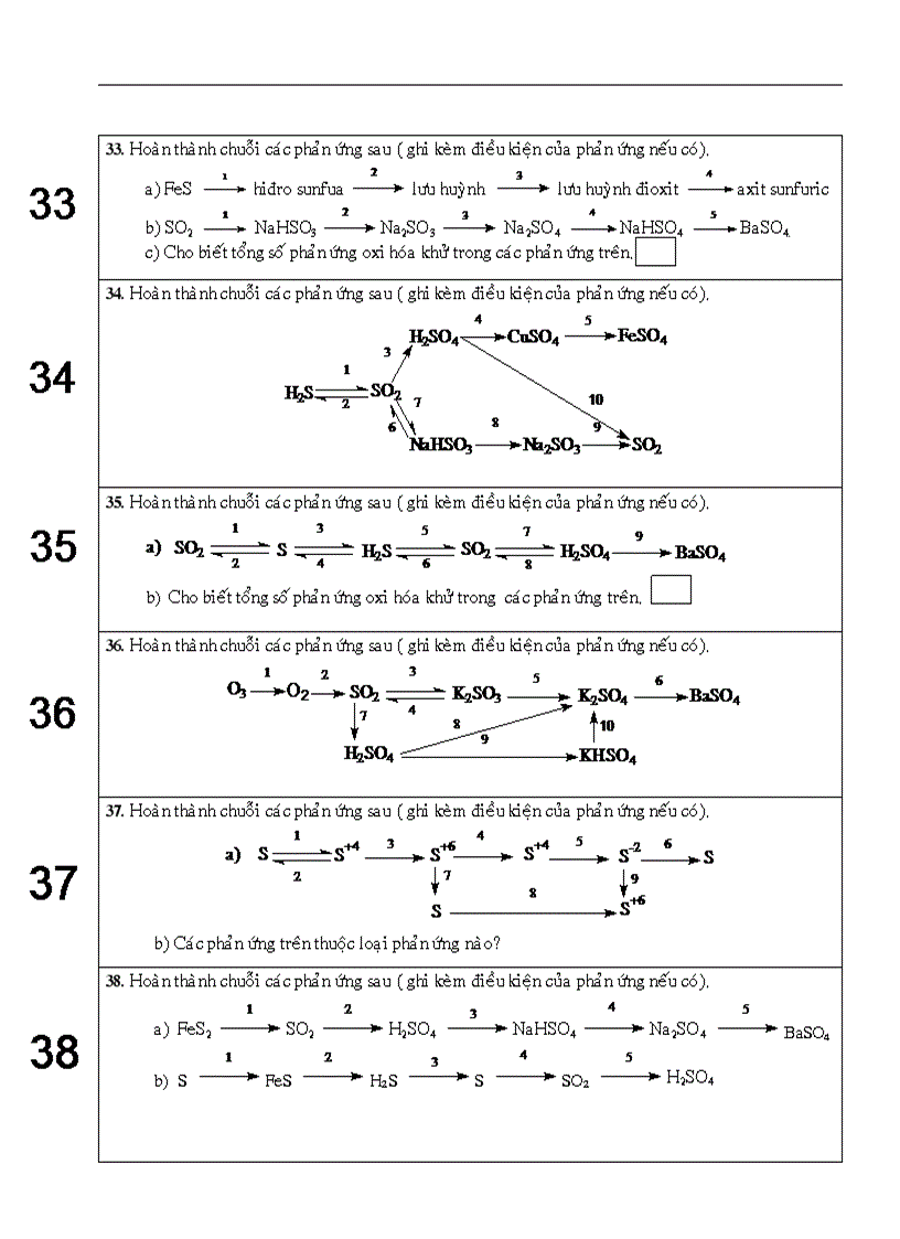image for page Bài tập về chuỗi biến hóa chương OXI LƯU HUỲNH LỚP 10CB