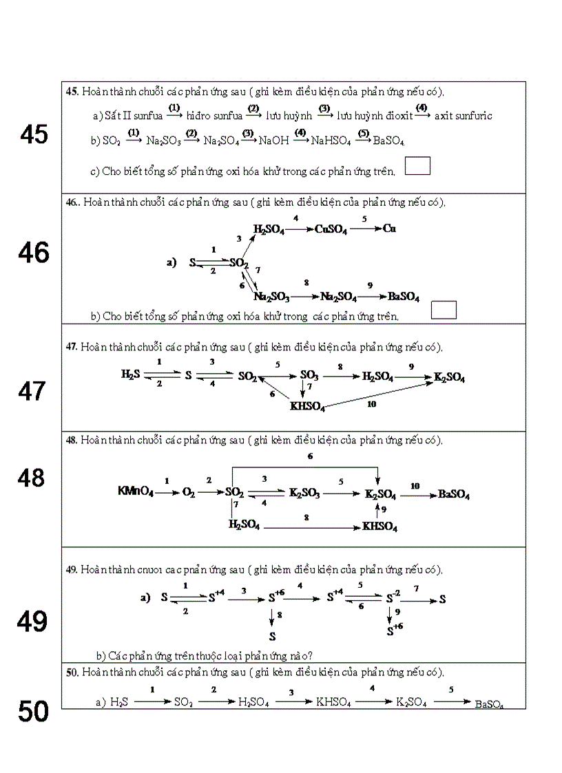 image for page Bài tập về chuỗi biến hóa chương OXI LƯU HUỲNH LỚP 10CB