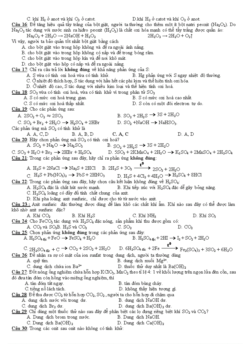 image for page Bài tập về oxi lưu huỳnh