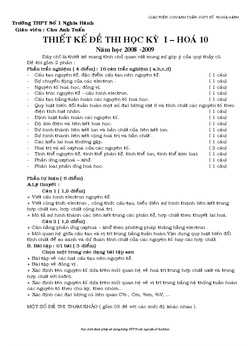 image for page Bộ đề thi hóa 10 học kỳ i