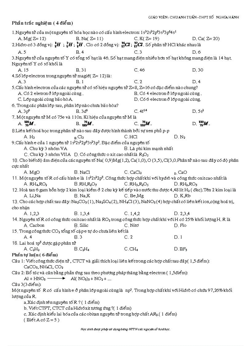 image for page Bộ đề thi hóa 10 học kỳ i