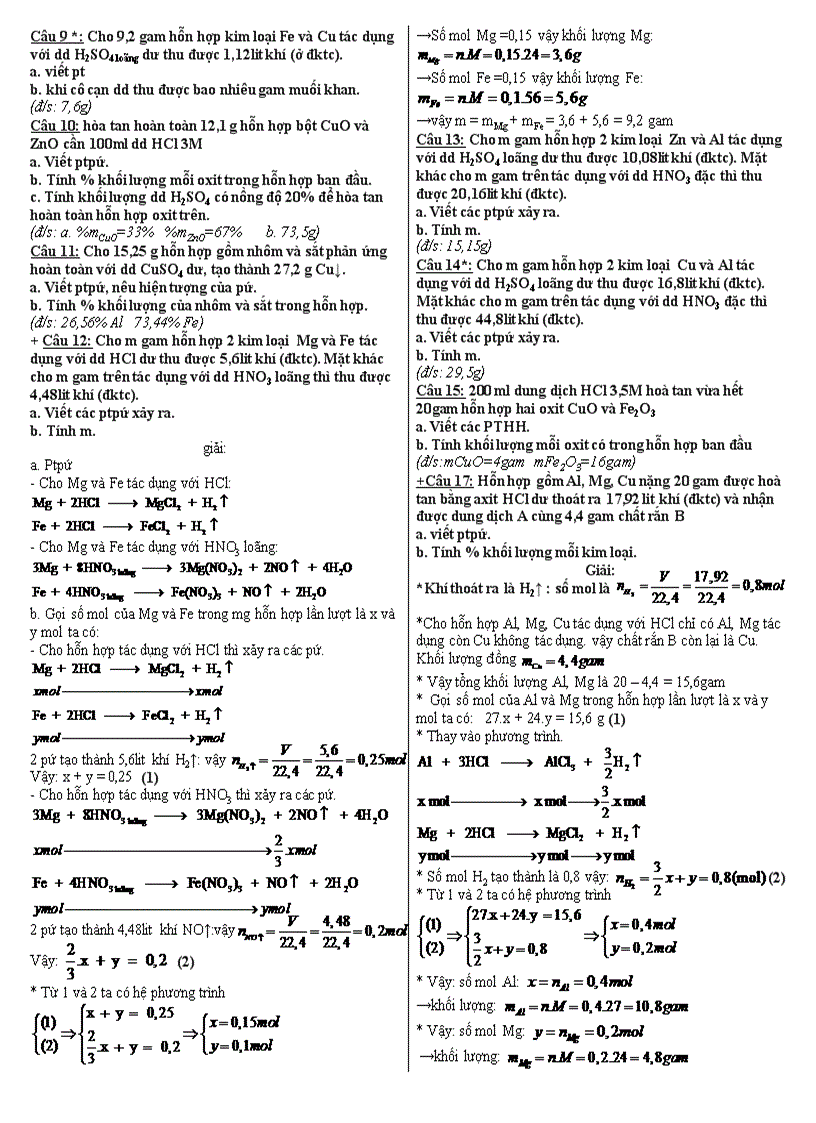 image for page Các dạng bài tập hóa lớp 9 hay