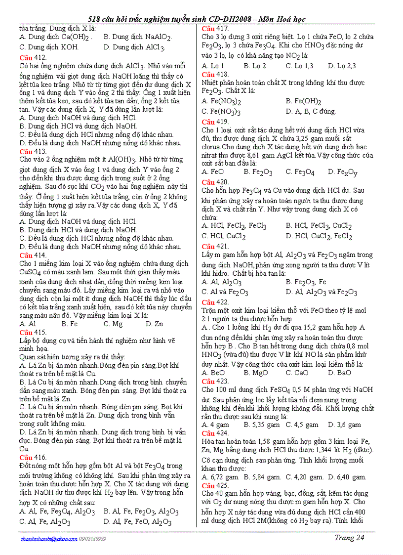 image for page Câu hỏi trắc nghiệm ôn 12 và thi đại học 0809