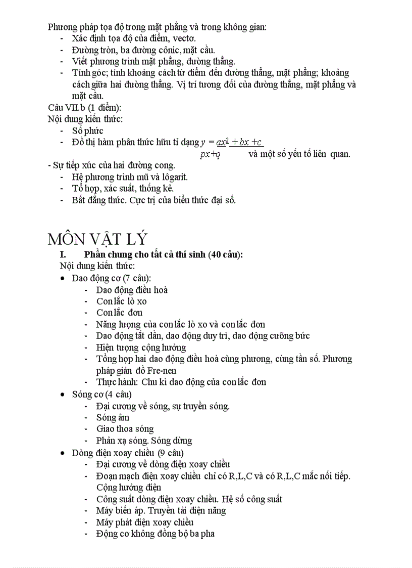 image for page Cấu trúc đề thi đại học 2009