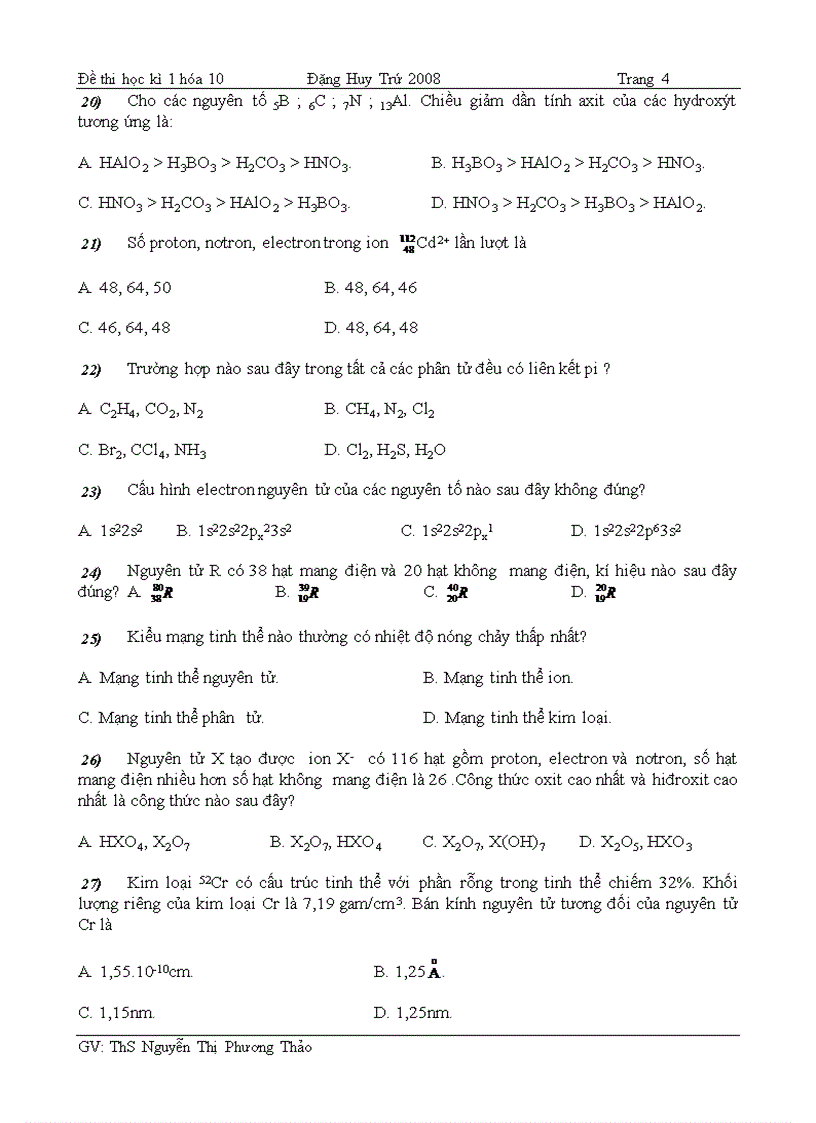 image for page Đặng Huy Trứ Đề thi học kì 1 hóa 10
