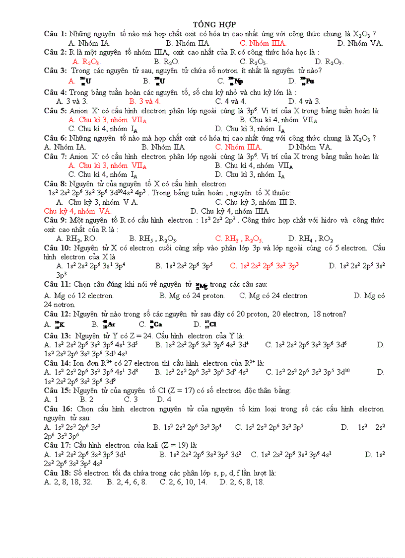 image for page Đề cương ôn tập Hóa 10 Trắc nghiệm CB