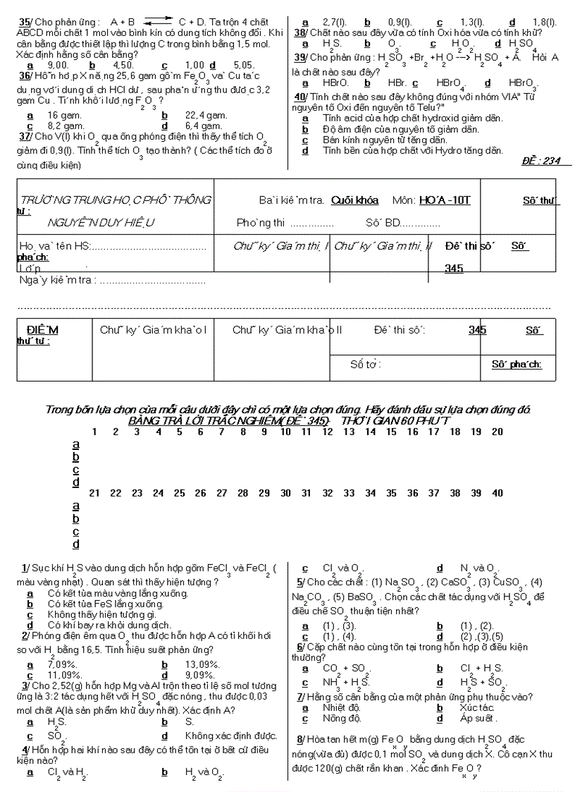 image for page Đề kiểm tra trắc nghiệm môn hoá