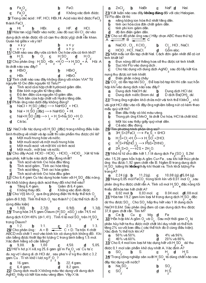 image for page Đề kiểm tra trắc nghiệm môn hoá
