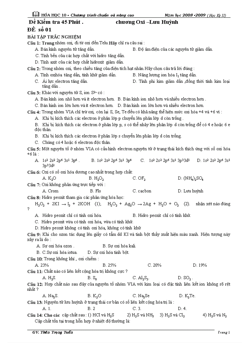 image for page Đề kt chương oxi