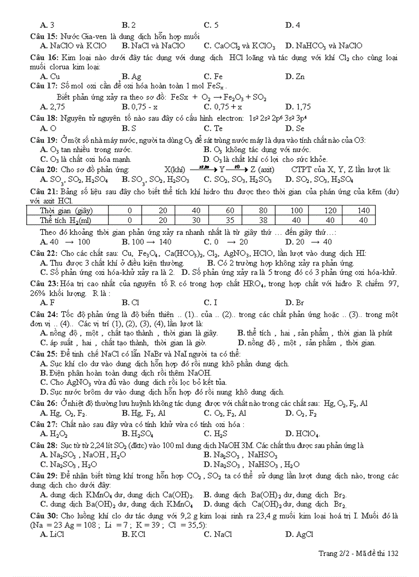 image for page Đề KT HK II 2010 Hóa 10 số 5