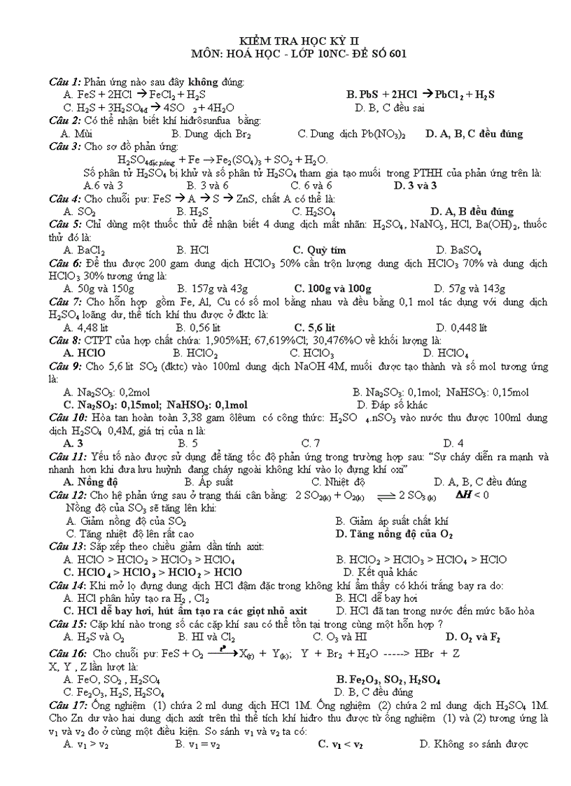 image for page Đề KT Hoá 10 HK II 8