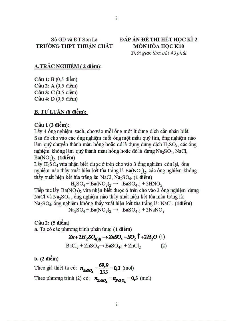 image for page Đề thi đáp án học kì 2 môn Hóa 10