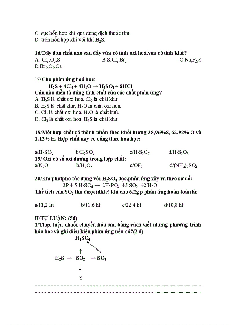 image for page Đề thi học kì II Hóa 10