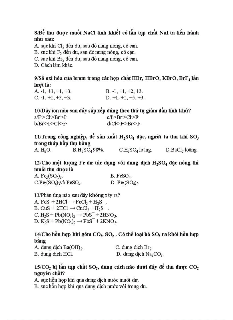 image for page Đề thi học kì II Hóa 10