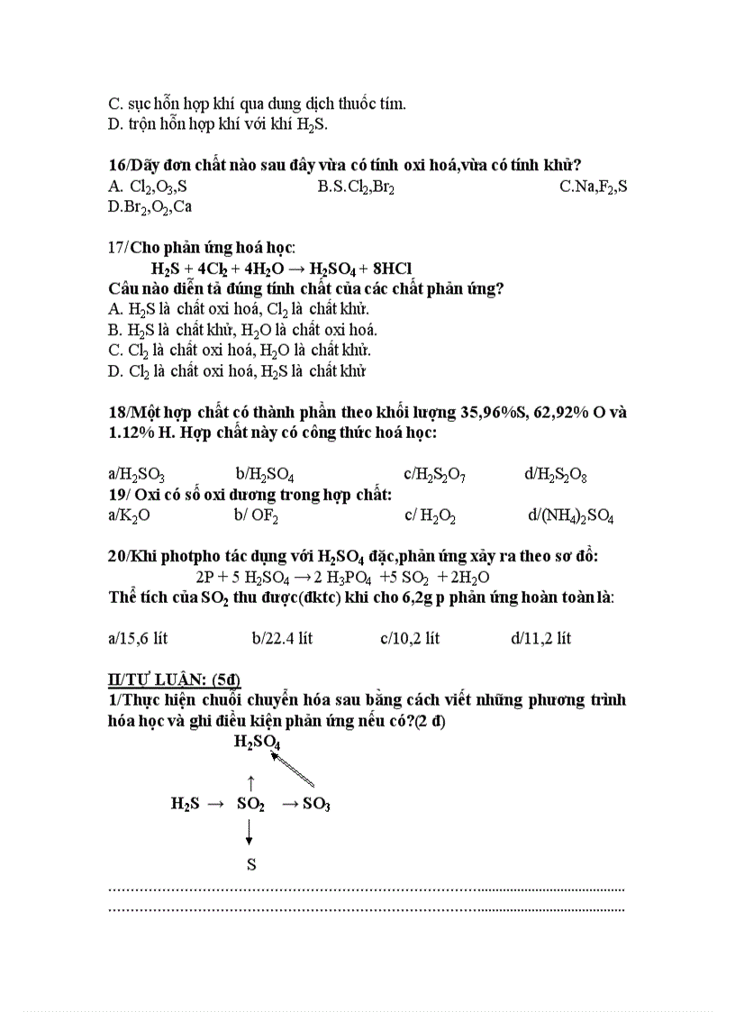 image for page Đề thi học kì II Hóa 10