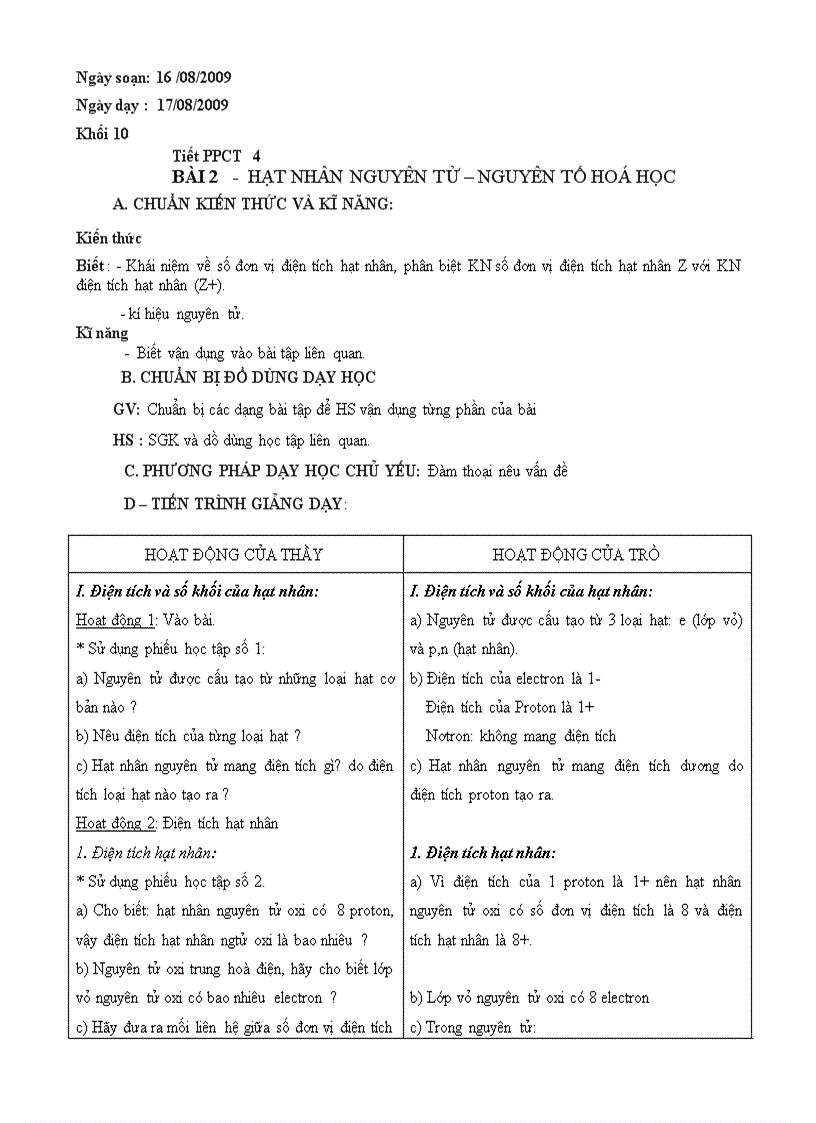image for page Giáo án hoá 10 nâng cao mới nhất