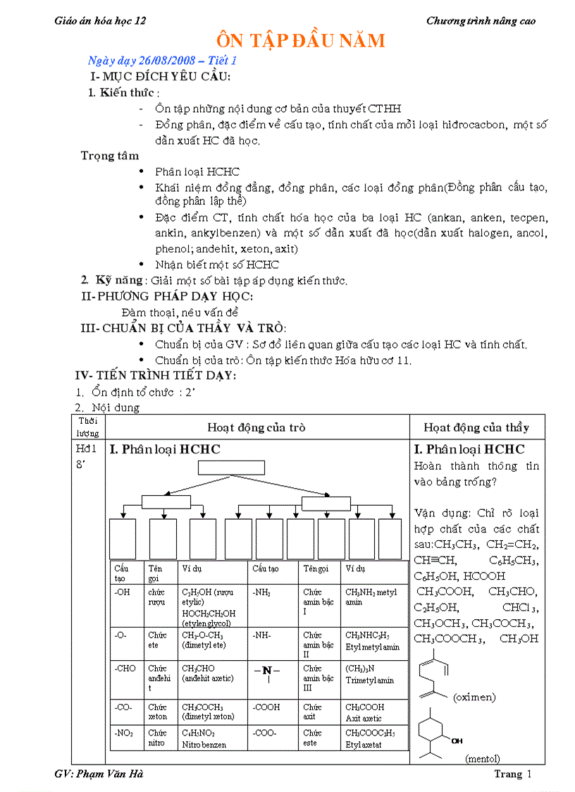 image for page Giao an hoa 12 chuong trinh moi hoc ki 1