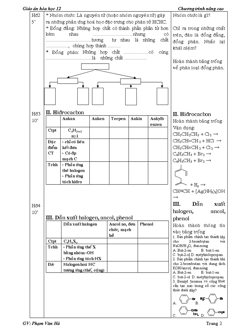 image for page Giao an hoa 12 chuong trinh moi hoc ki 1