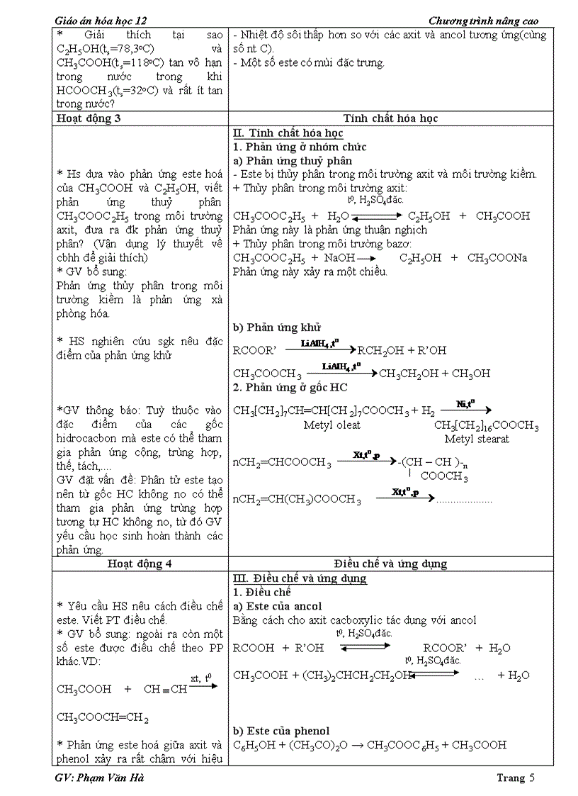 image for page Giao an hoa 12 chuong trinh moi hoc ki 1