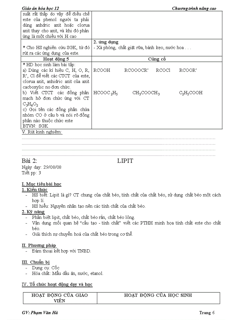 image for page Giao an hoa 12 chuong trinh moi hoc ki 1