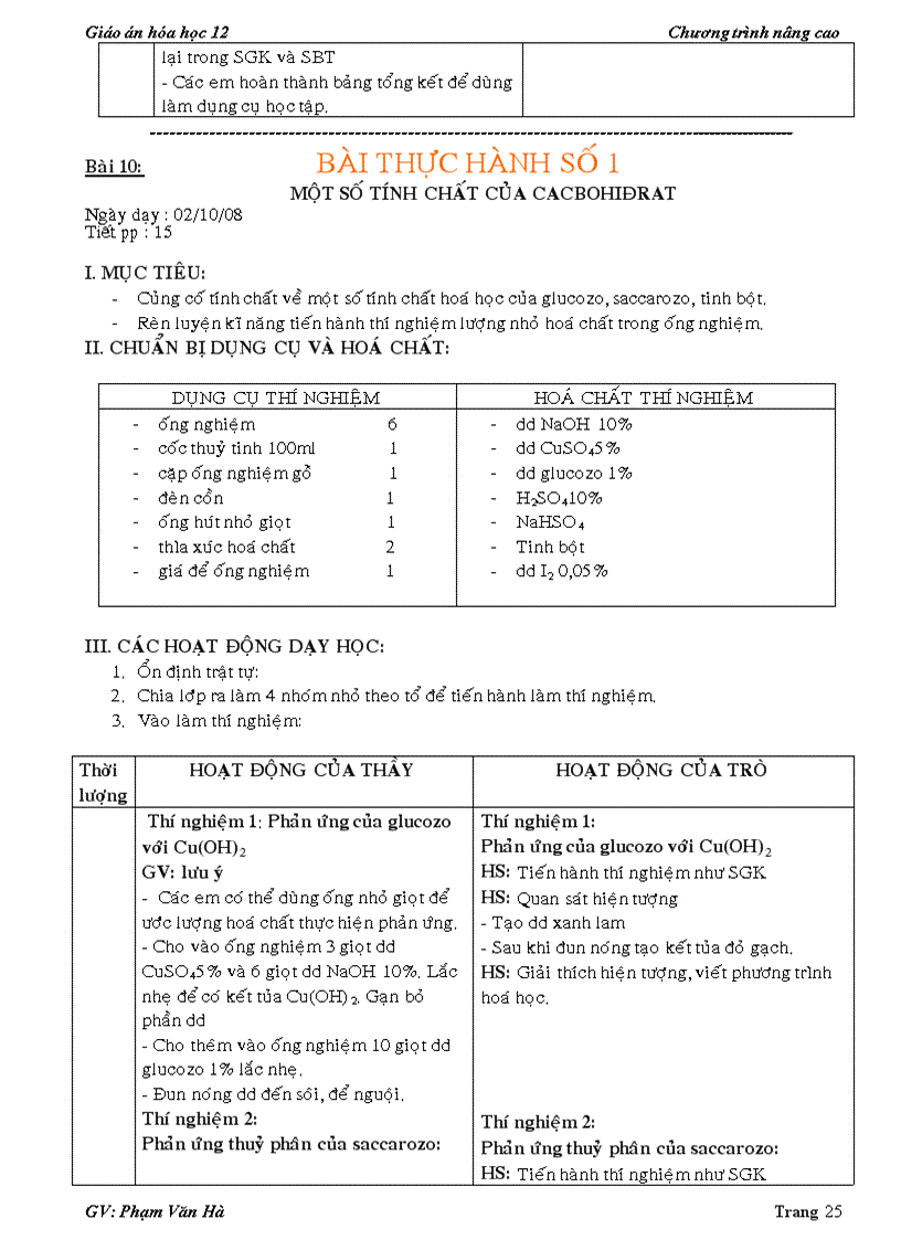 image for page Giao an hoa 12 chuong trinh moi hoc ki 1