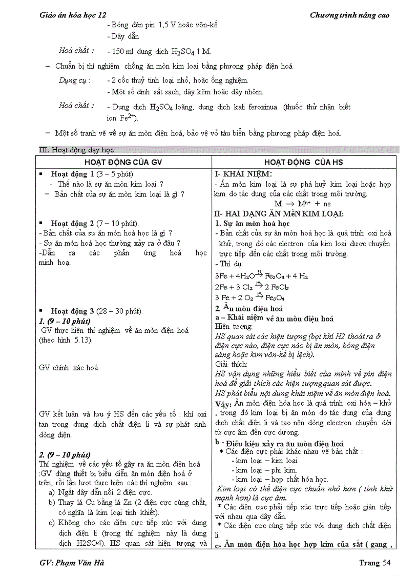 image for page Giao an hoa 12 chuong trinh moi hoc ki 1