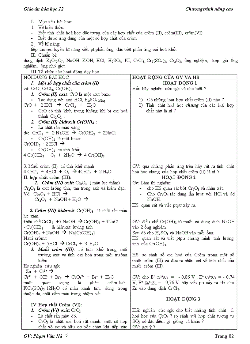 image for page Giao an hoa 12 chuong trinh moi hoc ki 1