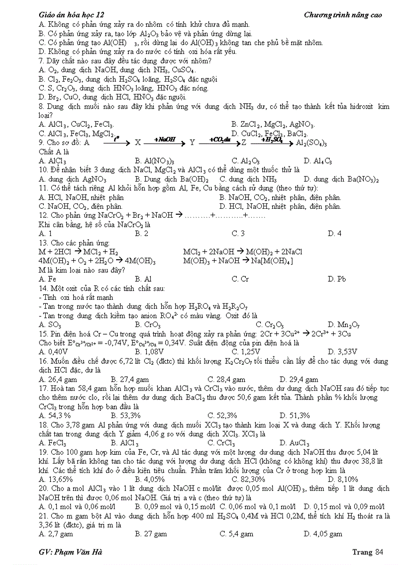 image for page Giao an hoa 12 chuong trinh moi hoc ki 1